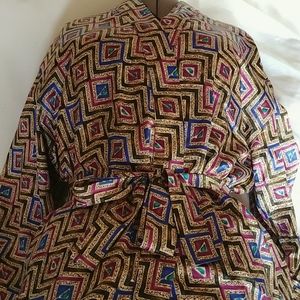 Robe Geometric Design Gold,Blue, Burgundy, Brown